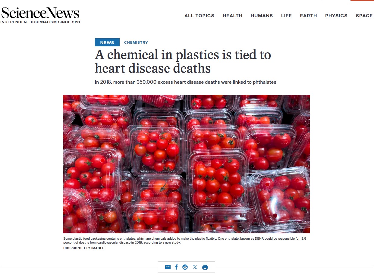 A chemical in plastics is tied to heart disease deaths